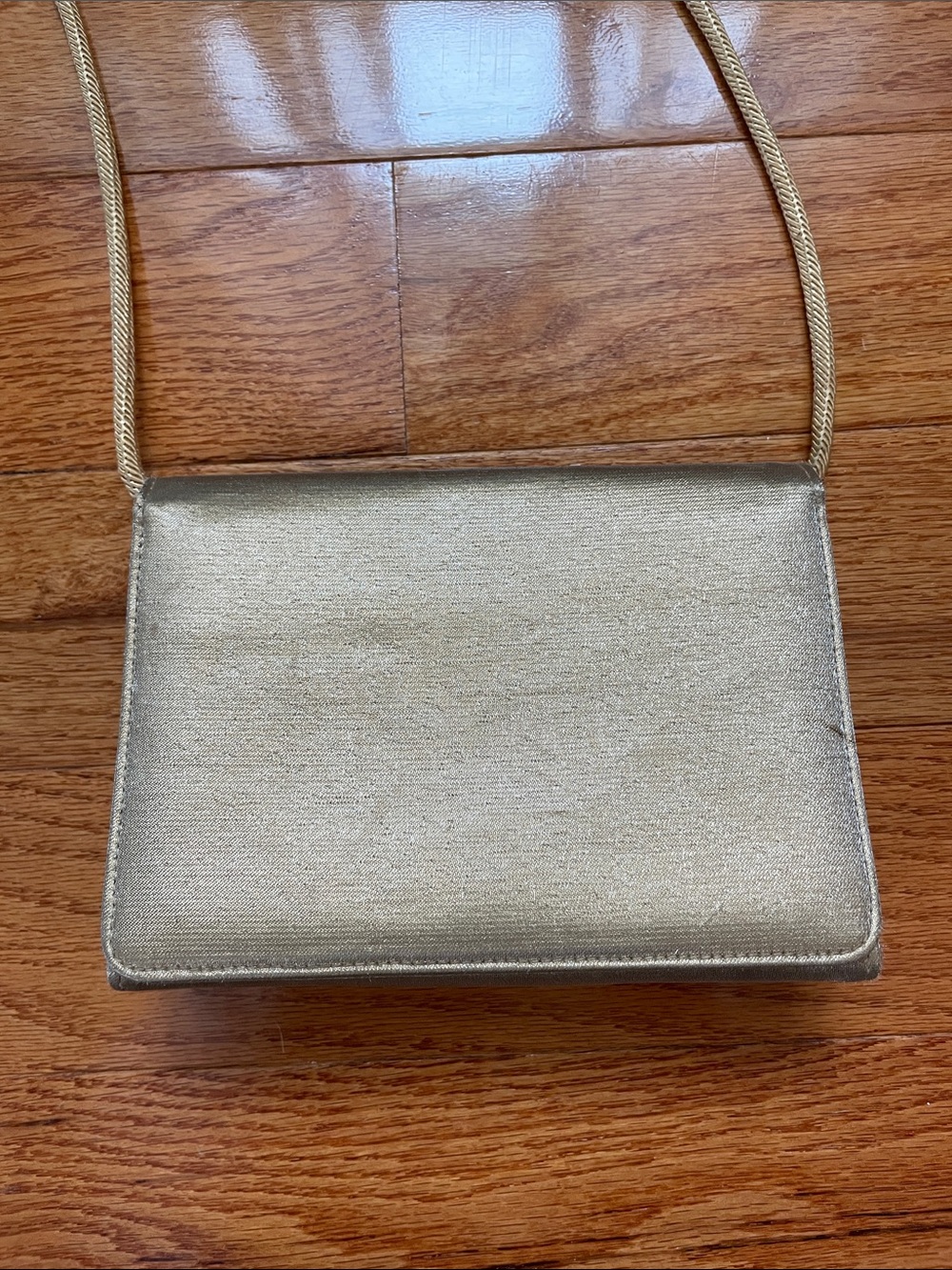 Stuart Weitznan Classic Metallic Gold Evening Clutch‎ with Strap